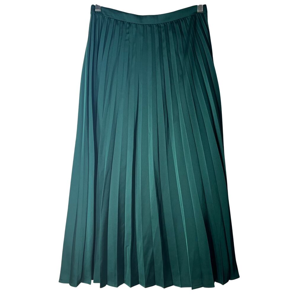 LOFT Hunter Green Pleated Lined Maxi Skirt Zip Up Size 2 NWT